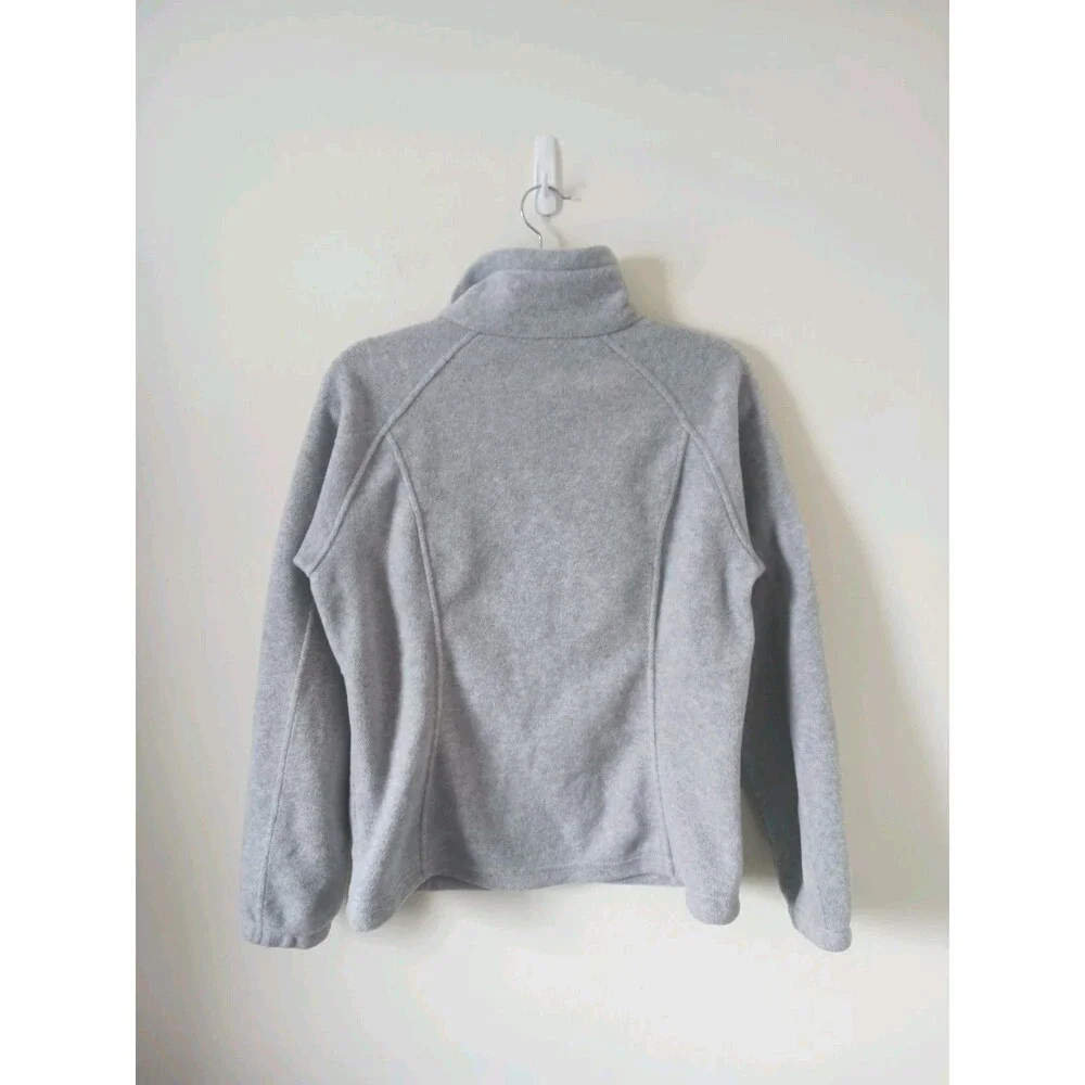 Columbia Fleece Jacket Womens Size M Light Gray Full Zip Outdoor Coat Pockets - Picture 2 of 6